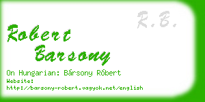robert barsony business card